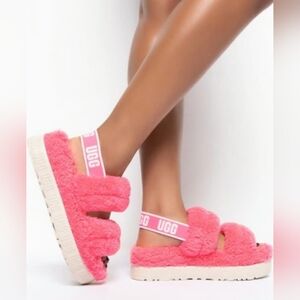 UGG Oh Fluffita Platform Pink Rose Slides Size 8 MSRP $110